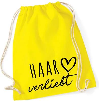 Produktbild von Huuraa Turnbeutel Haar verliebt 12 Liter Yellow Baumwolle Rucksack Geschenkidee