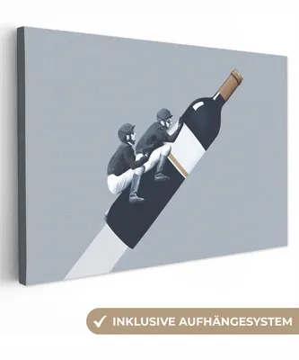 Produktbild von MuchoWow® - Leinwandbilder - Flasche - Männer - Vintage, Wandbild, Wanddeko Bilder Wohnzimmer, 120x80 cm