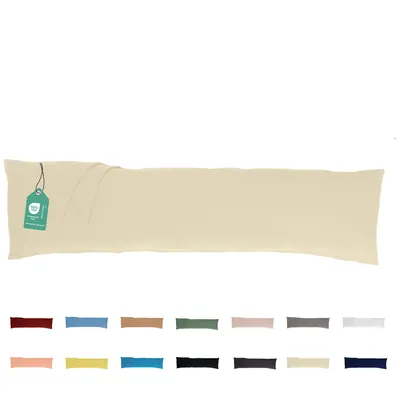 Produktbild von Seitenschläferkissen mit Bezug 40x145 cm Creme - %100 Baumwolle - Schwangerschaftskissen/Pregnancy Pillow/Stillkissen mit Kissenbezug