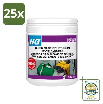 Productafbeelding van 25 x HG Wasmiddeltoevoeging tegen onaangename geuren in sportkleding, 500 g - Voorraadverpakking - 25 stuks