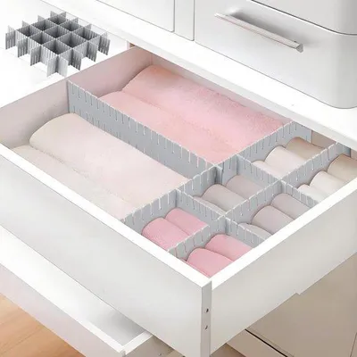 Produktbild von Verstellbare Ladeorganizer, 20-teilig, Grau, für Schublade, Büro, Schlafzimmer