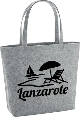 Produktbild von Huuraa Filzshopper Lanzarote Inselmotiv Spanien 22 Liter Grey Melange Filztasche Geschenkidee