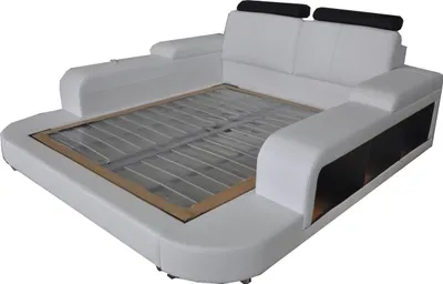 Immagine prodotto di Letto di design XXL Big Leather Upholstered Beds Hotel 200x200cm Multifunction Shelf USB