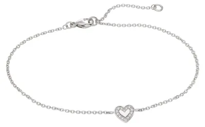 Image de trendor 21875 Bracelet pour femme en forme de cœur, argent 925 rhodié avec zircone, 21/18 cm