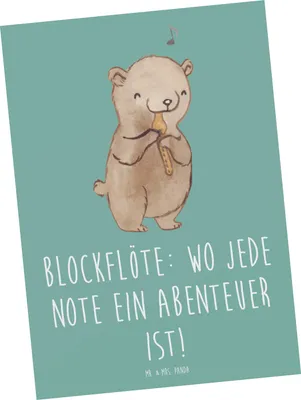 Produktbild von Mr. & Mrs. Panda Postkarte Abenteuer Blockflöte - Meeresbrise - Geschenk, Bassblockflöte, Instrument, Musiker, Musik, Postkarten, Noten, Ansichtskarte, Grußkarte, Lernen