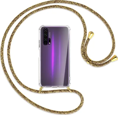 Produktbild von Handykette Backcover-Schutzhülle mit Band (Metall goldfarben) für Honor 20 Pro - braun+beige