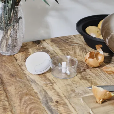 Image de Mini Hachoir Manuel - COOK CONCEPT - Compact - Ergonomique - Blanc et transparent