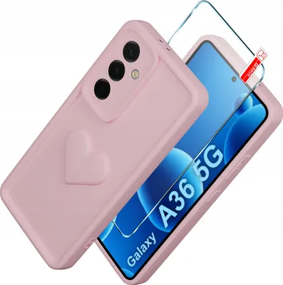 Produktbild von Etui für Samsung A36 5G aus mattem Silikon mit Herz + 9H-Schutzglas