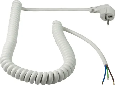 Produktbild von as-Schwabe Anschluss-Spiralkabel 1-4m Schukowinkelstecker 230V 16A Weiß IP20