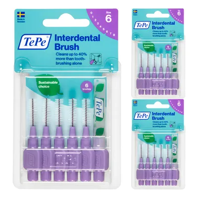 Produktbild von TePe Interdentalbürsten 1,1 mm Lila – 3x6 Stk. – Zwischenraumbürsten