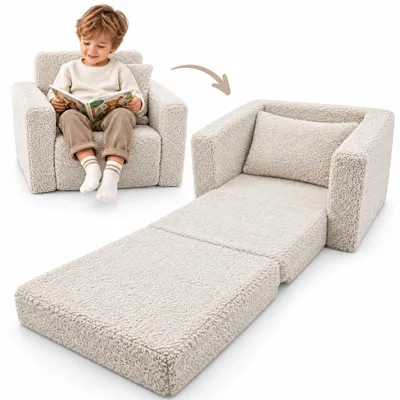 Produktbild von Odolplusz Kindersessel klappbar Kindersofa Mini-Sessel Kinderstuhl Kuschelsessel Kindermöbel für Kinderzimmer - weiss, KI-generiertes Bild