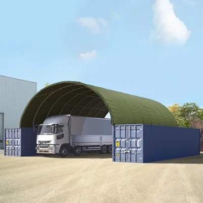 Produktbild von TOOLPORT Container Überdachung Contop 10x12m  PVC Plane 2300N weiß  Lagerhalle Schüttgut Unterstand Zelthalle
