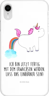 Produktbild von Mr. & Mrs. Panda Iphone XR Handyhülle Einhorn Pupsen - Weiß - Geschenk, Regenbogen, Unicorn, Glitzer, Handy Case, Freundin, Lustig, Spaß, Premium Kunststoff