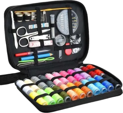 Immagine prodotto di Set da cucito – 139 pezzi – Nero – 20 x 14 cm – Scatola da cucito portatile – Ideale per quando si è in viaggio