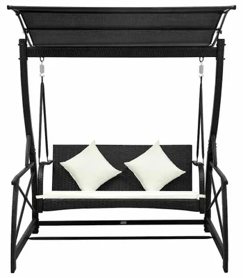 Produktbild von vidaXL Hollywoodschaukel 3-Sitzer mit Dach Poly Rattan Schwarz