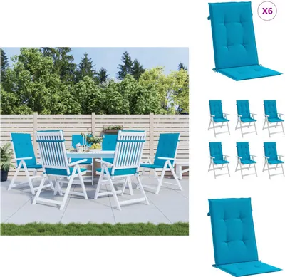 Produktbild von vidaXL Gartenstuhlauflagen für Hochlehner 6 Stk. Blau 120x50x3cm Stoff -  Sitzpolster