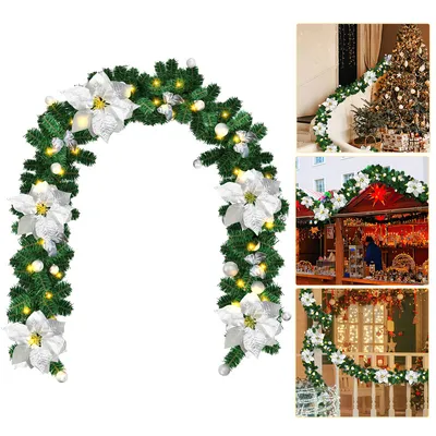 Immagine prodotto di TolleTour 270cm ghirlanda di Natale con 50 luci LED ghirlanda di abete decorazione natalizia, argento