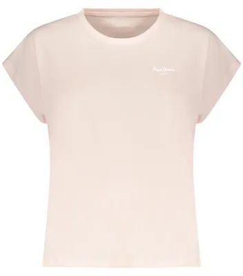 Image de T-shirt rose en Coton pour femmes, avec imprimé et encolure ronde