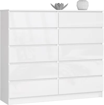 Produktbild von Akord Kommode 10 Schubladen Weiß Hochglanz 138X40X121 Cm