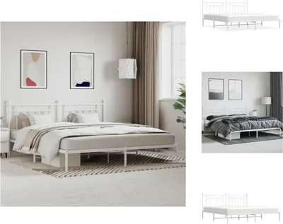 Produktbild von vidaXL Bettgestell mit Kopfteil Metall Weiß 200x200 cm -  Betten & Bettgestelle