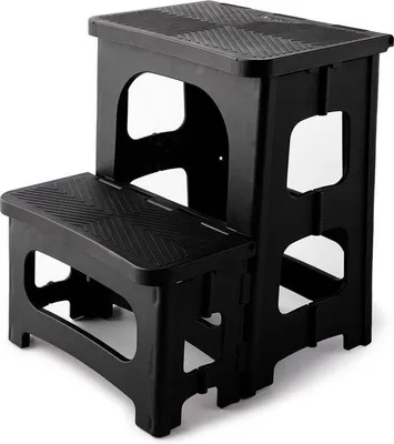 Image de Escabeau pour enfants, 2 marches, pliable, poignée de transport, charge maximale de 136 kg, pour la cuisine, la maison