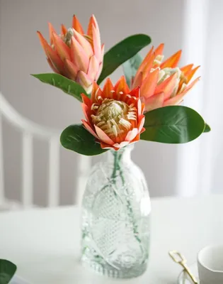 Productafbeelding van Omgoods - 3 Stuks Kunstbloemen Protea Cynaroides voor Decoratie