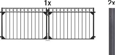 Image de Alberts 510183 Jeu de portes doubles Circle, à bétonner, noir mat, hauteur 100 cm, largeur 3 m