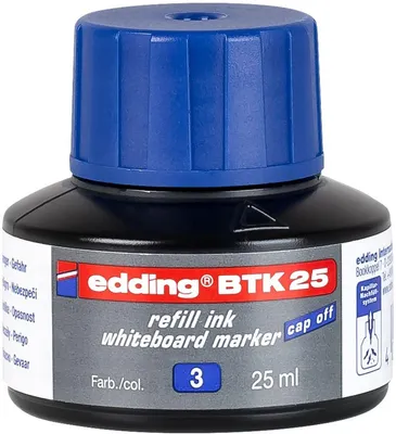 Immagine prodotto di Ricarica di inchiostro edding BTK 25 per pennarelli per lavagna edding, 25 ml, blu, confezione da 10 pezzi