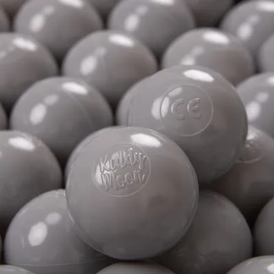 Zdjęcie produktu dla KiddyMoon plastikowe piłeczki 6cm szary 100/6cm zabawka zestaw kulek