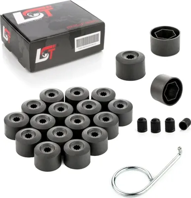 Produktbild von 20x Radschrauben Kappen 17mm schwarz für JEEP CHEVROLET CHRYSLER FORD ROVER