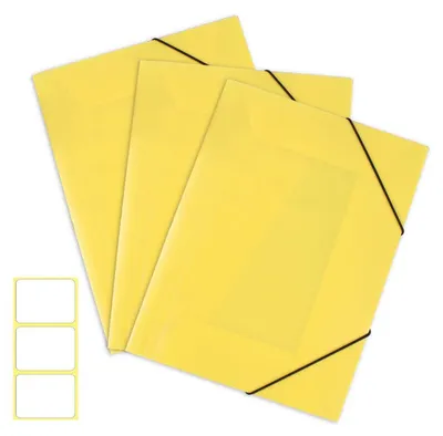 Image de 3 classeurs A4, classeurs avec rabat et élastique, de couleur jaune