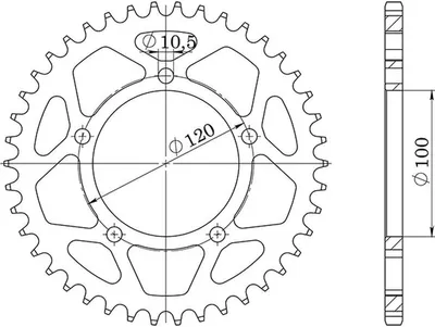 Productafbeelding van Staal kettingtandwiel Supersprox 520 - 40 tanden (zwart) RFE-703:40-BLK | ID 100,0 LK 120,0 5 gaten