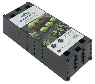Produktbild von Dehner Beetplatten für den Garten, steckbar, 5 Stück, je ca. 50 x 21 cm, Kunststoff, anthrazit