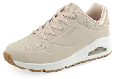 Produktbild von Skechers Damen UNO Shimmer Away Sneaker, Natural Durabuck, Rose Gold Duraleather