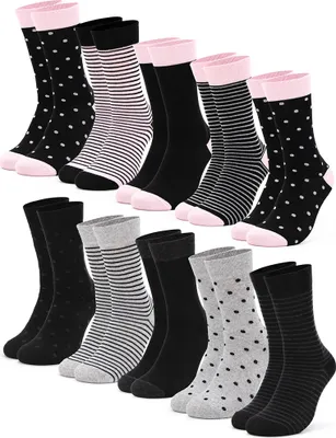 Produktbild von Occulto Damen Muster Socken 10 Paar (Modell: Michaela) 10BlkPnk 39-42