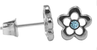 Produktbild von Ohrstecker Chirurgenstahl Blümchen mit Zirkonia Farbe - Blau