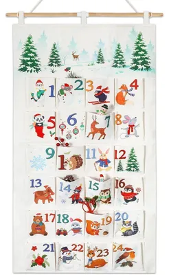 Productafbeelding van Adventskalender, stof, 24 DIY wanddecoraties, vulling, cadeautjes, winterdieren
