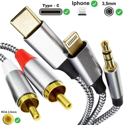Produktbild von Adapterkabel 3 in 1 auf Chinchkabel 2x RCA Cinch Stecker Audio Stereo Splitter