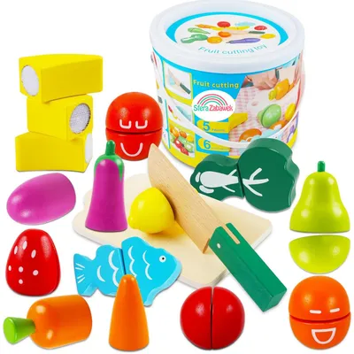 Produktbild von Holzspielzeug Schneideset Obst Gemüse Lebensmittel Kinder Spielküche