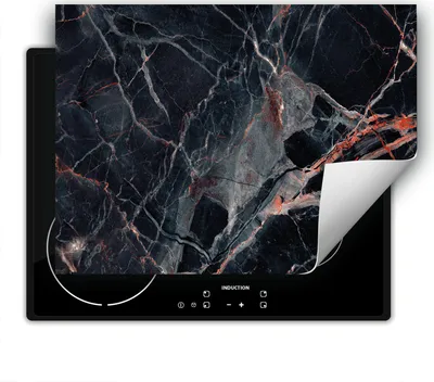 Produktbild von DarHaus Herdabdeckplatte 80x52 cm Anti Rutsch Matte Aufrollbar, rot - Marmor