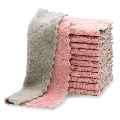 Produktbild von Mikrofaser Geschirrtücher  Ultra saugfähig Waschlappen Microfaser Küchenhandtücher Spüllappen Putzlappen Mikrofasertuch,（Pastellgrau）
