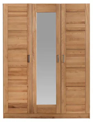 Produktbild von Kleiderschrank Spiegeltür Holz Kernbuche-massiv natur geölt 3-türig Tollo