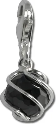 Image de SilberDream Charm pendentif boule noir zirconium 925 argent véritable FC200S
