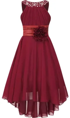 Produktbild von Mädchen Partykleid Gr. 140 cm – Festliches Chiffon Kleid mit Strasssteine, Schleife & Plissee – Perfekt für Hochzeit, Taufe & besondere Anlässe