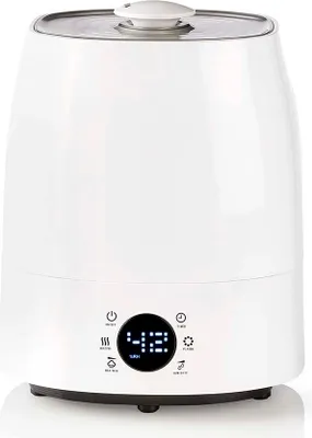 Immagine prodotto di Umidificatore | 110 W | Con nebbia calda e fredda | 5.5 l | Igrometro | Timer | Adatto per spazio fino a: 50 m² | Bianco / Grigio