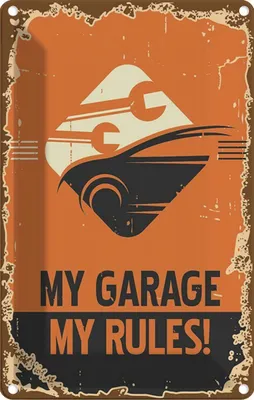 Produktbild von vianmo Blechschild 18x12 cm Auto my garage rules Werkstatt