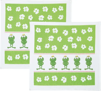 Produktbild von Kracht Frottier-Geschirrtuch 2er-Pack Frösche 50x50 cm