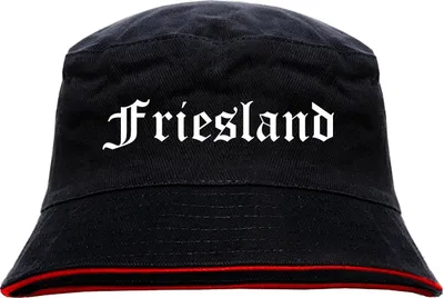 Produktbild von Friesland Anglerhut - Altdeutsche Schrift - Schwarz-Roter Fischerhut S/M SchwarzRot