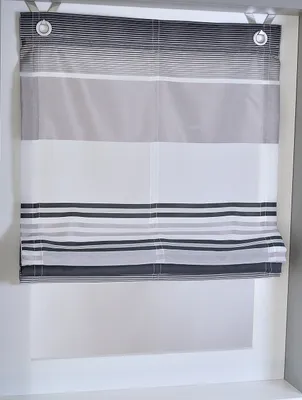Produktbild von Raffrollo Ösenrollo Modern Jamaica Querstreifen ca. 80 x 130 cm, grau