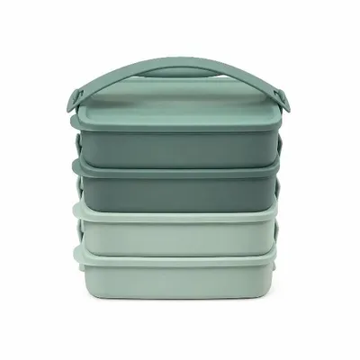 Produktbild von Tupperware Click to Go Stapel und klick 4 x 900 ml mit Griff Picknickset Lunch Box Bunt